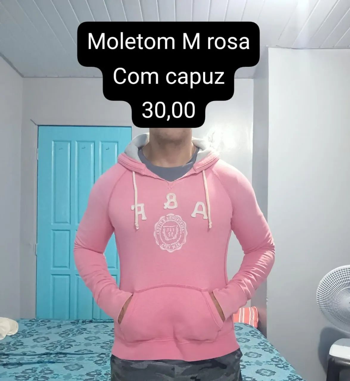 Moletom M com capuz cor rosa - Foto 2