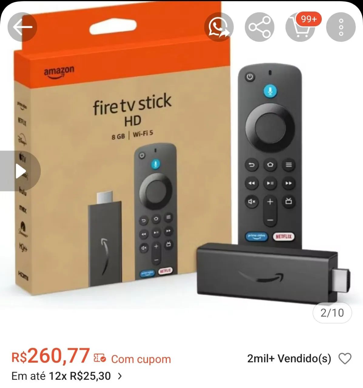 190 Reais Novo Amazon Fire Tv Stick  - Foto 2