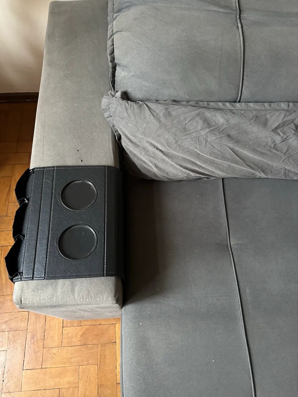 SOFÁ RETRÁTIL E RECLINÁVEL CINZA 2,55M - Foto 3
