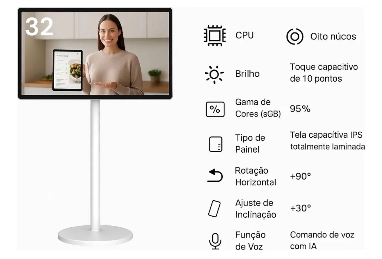 TV MONITOR INTELIGENTE COM TOUCH SCREEN DE 32 POLEGADAS, EM 10x SEM JUROS. - Foto 3