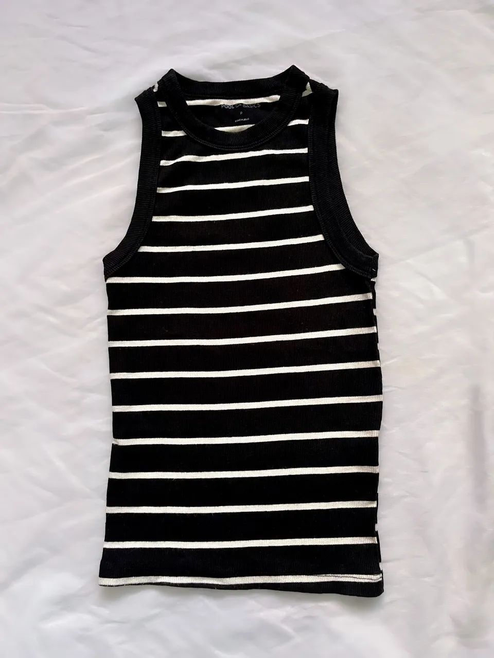 Blusa Regata Listrada Preta e Branca - Foto 2