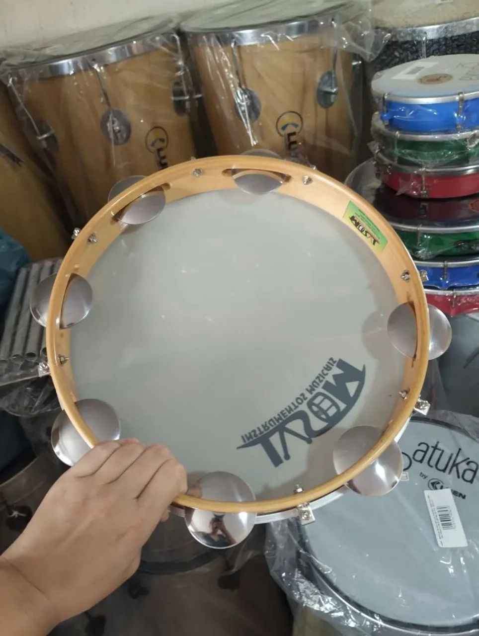 Pandeiro 12" polegadas Madeira super leve Profissional na promoção  - Foto 3