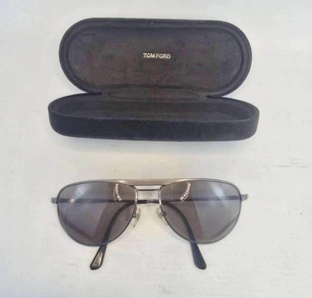 Óculos de sol aviador grife Tom Ford original com case masculino 