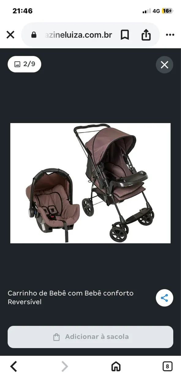 Carrinho com bebê conforto galzerano