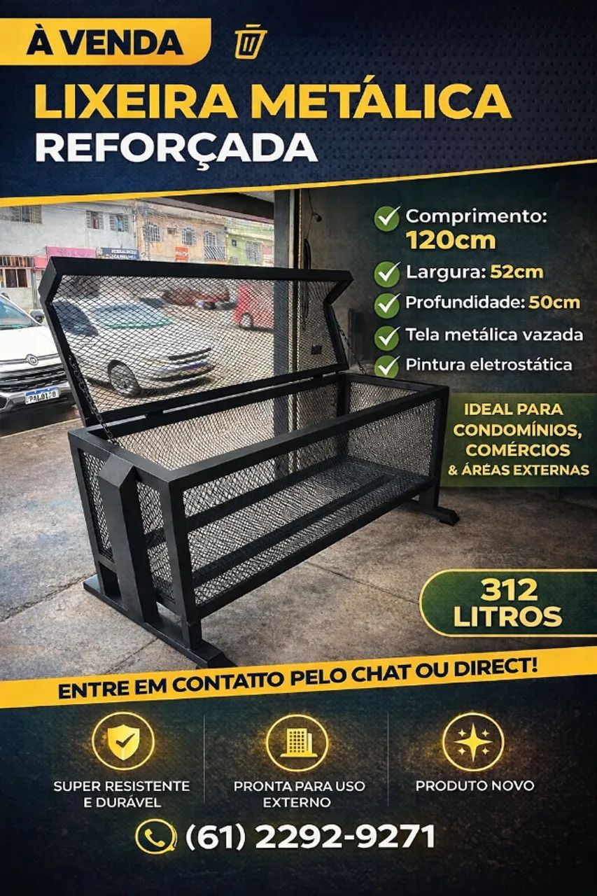 Lixeira metálica reforçad