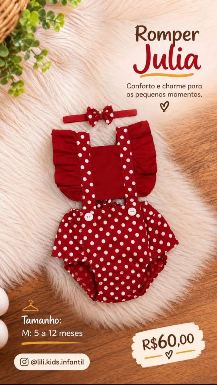 Romper Infantil Julia 5 a 12 meses  - Foto 4