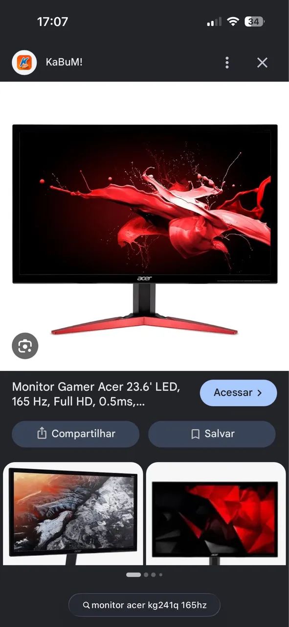 Monitor Gamer Acer 24 polegadas 165hz - Foto 3