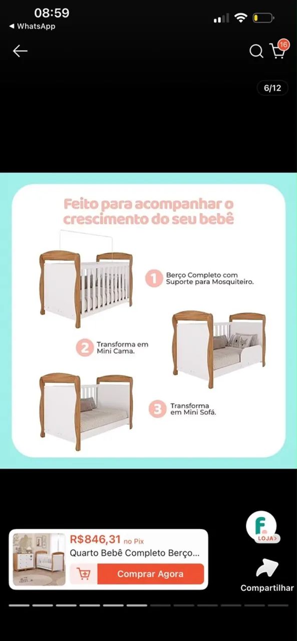 Berço 1 mês de uso.  - Foto 2