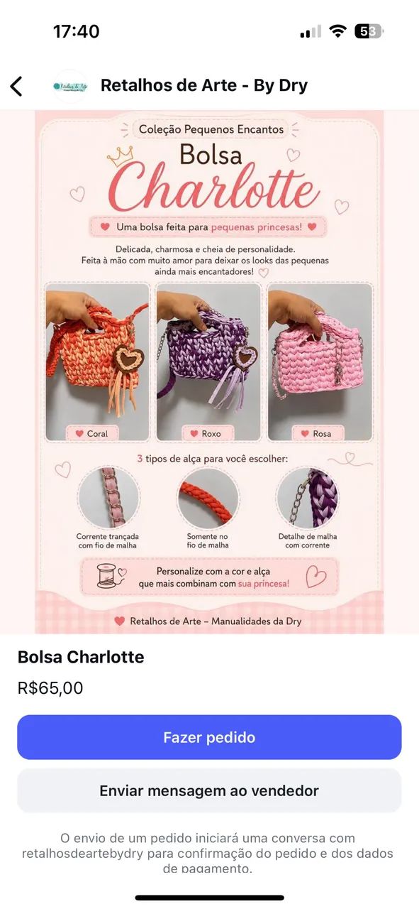 Bolsa Infantil em Crochê 