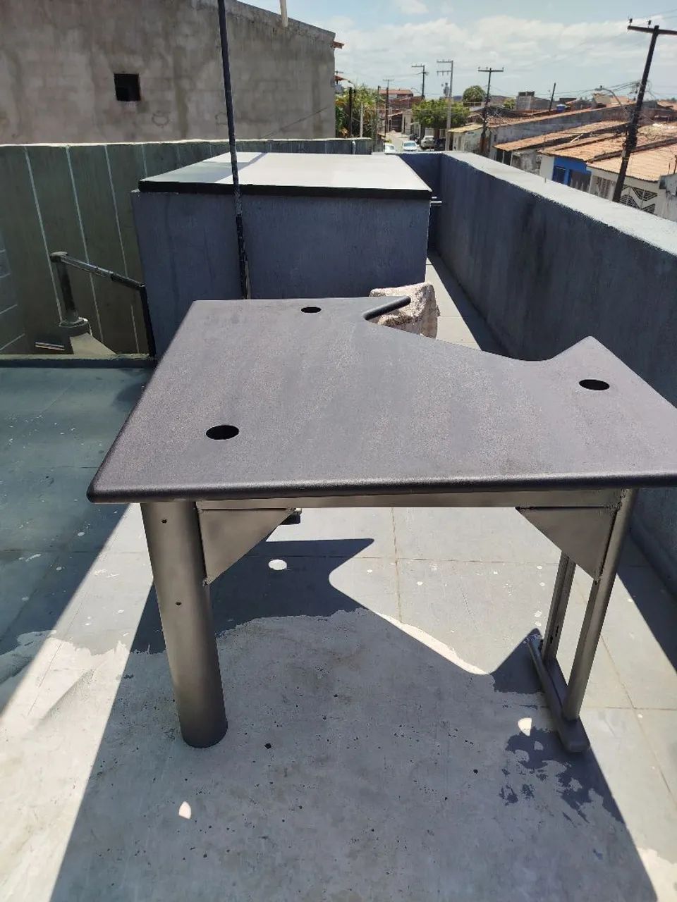 Mesa de escritório reforçada preto fosco - Foto 2