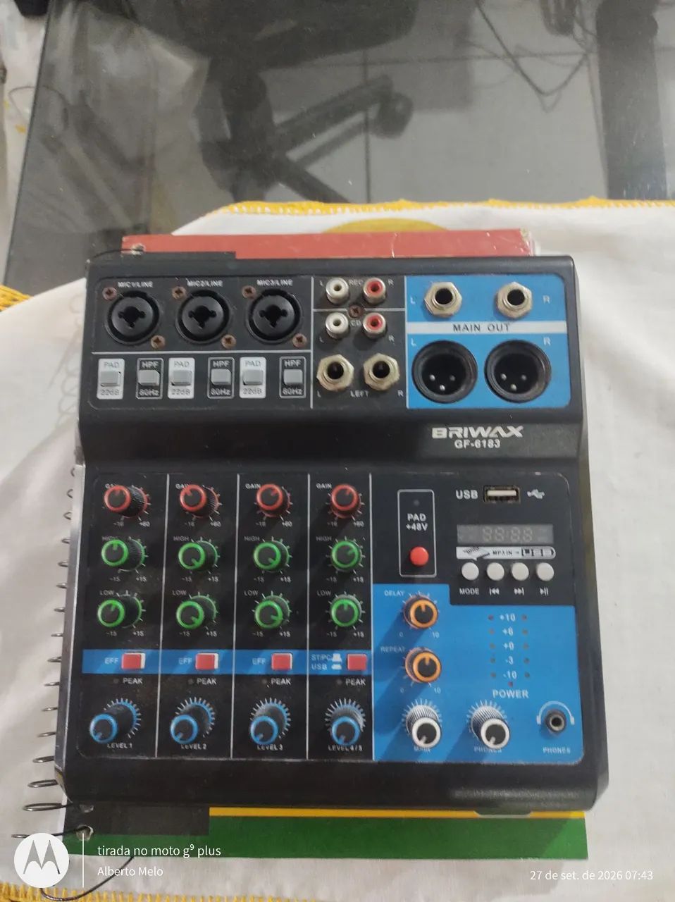 Mesa de som 4 canais usb e bluetooth 