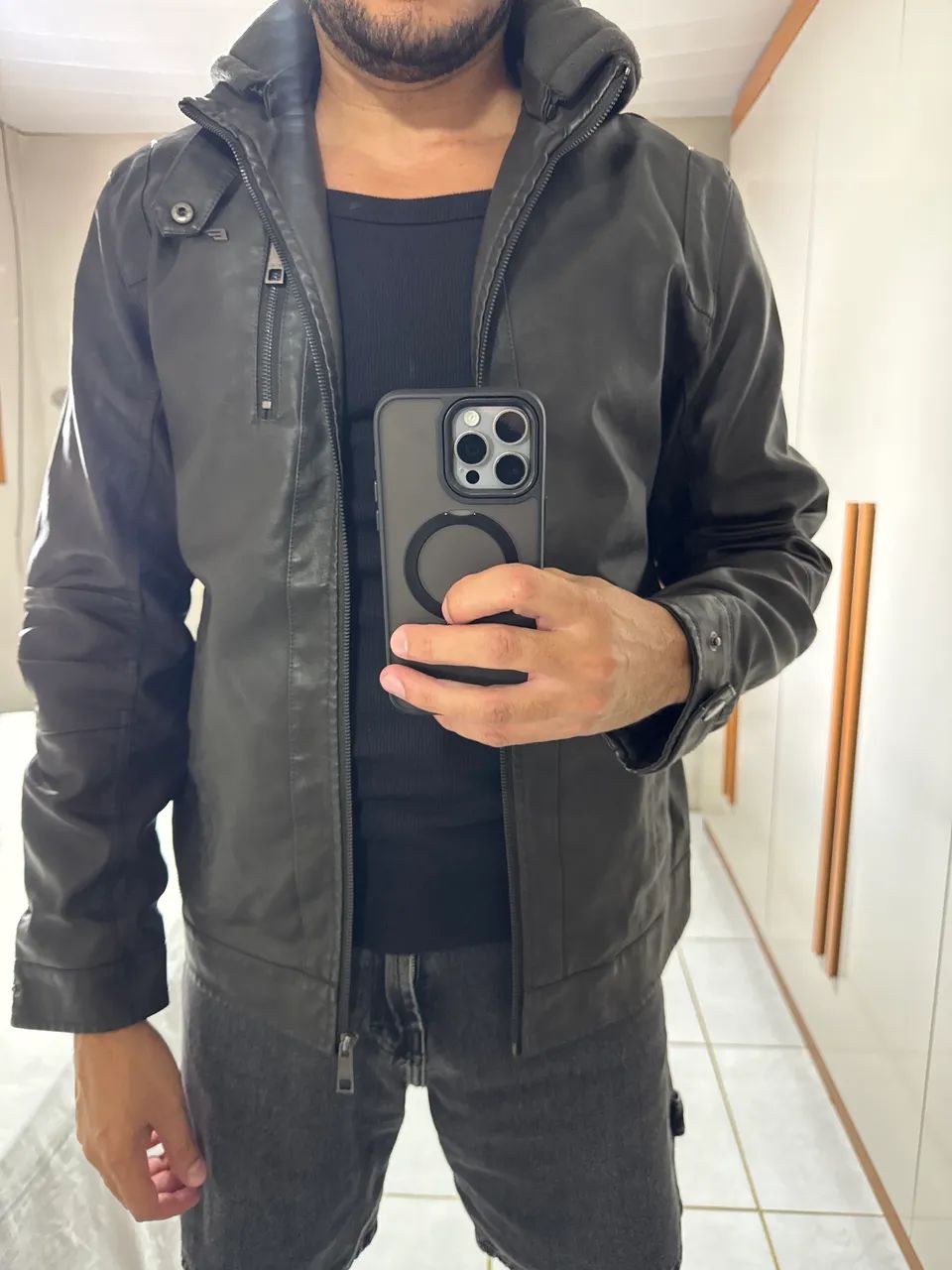 Jaqueta de couro Ellus 