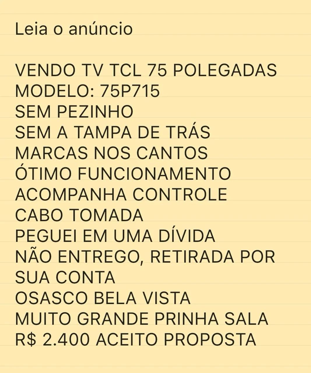 Smart tv TCL 75 aceito proposta coerente  - Foto 3