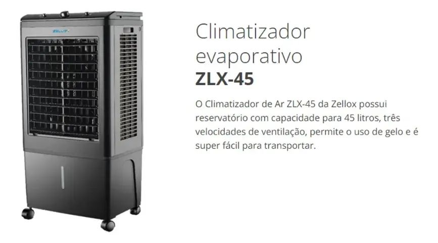 Climatizador de Ar Evaporativo Zlx-45 45 Litros 4 Funções 150w Zellox - Foto 3