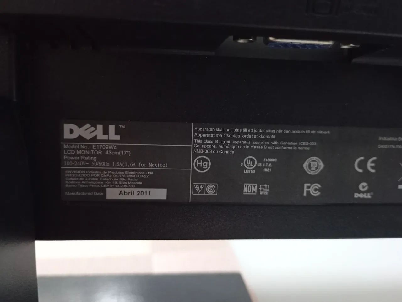 Monitor Dell 17" Modelo E1709Wc - Foto 4