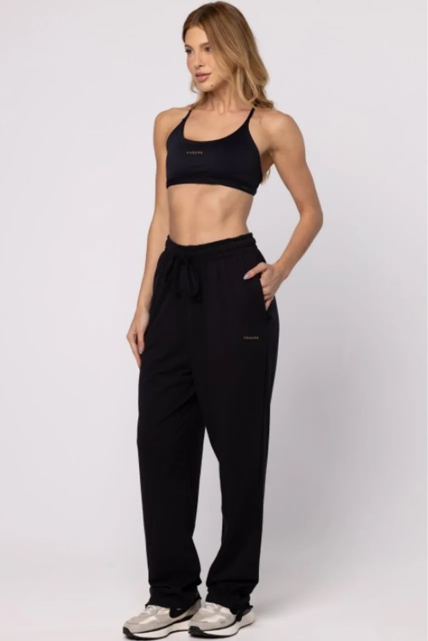 Calça oversized de Moletinho Preto - Foto 2