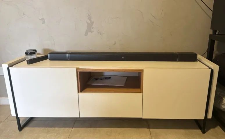 Rack branco com 2 armários e gaveta - 1,48 m - Foto 4