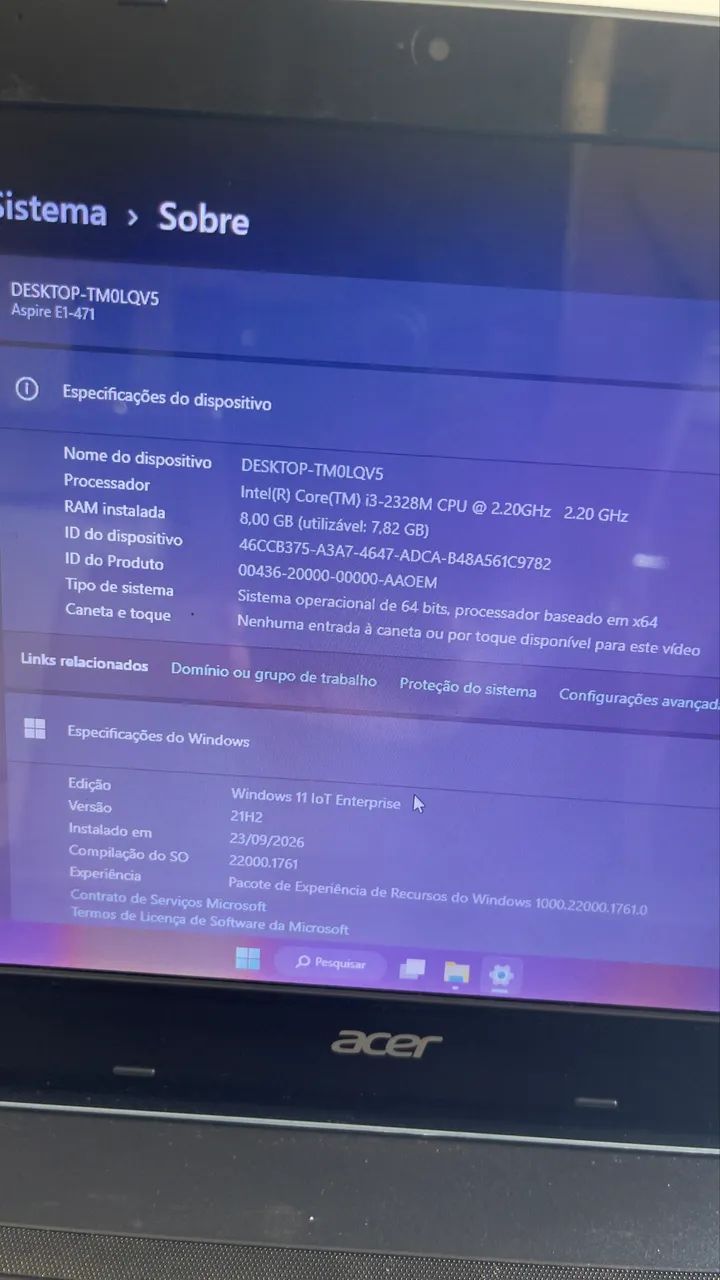 NOTEBOOK ACER I3 8RAM SSD EXCELENTE PARA ESTUDOS E TRABALHO  - Foto 4