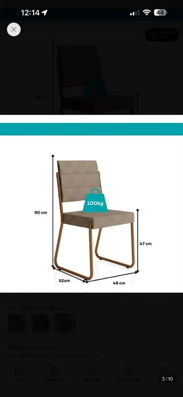 Mesa com 6 cadeira bem nova 1.200.