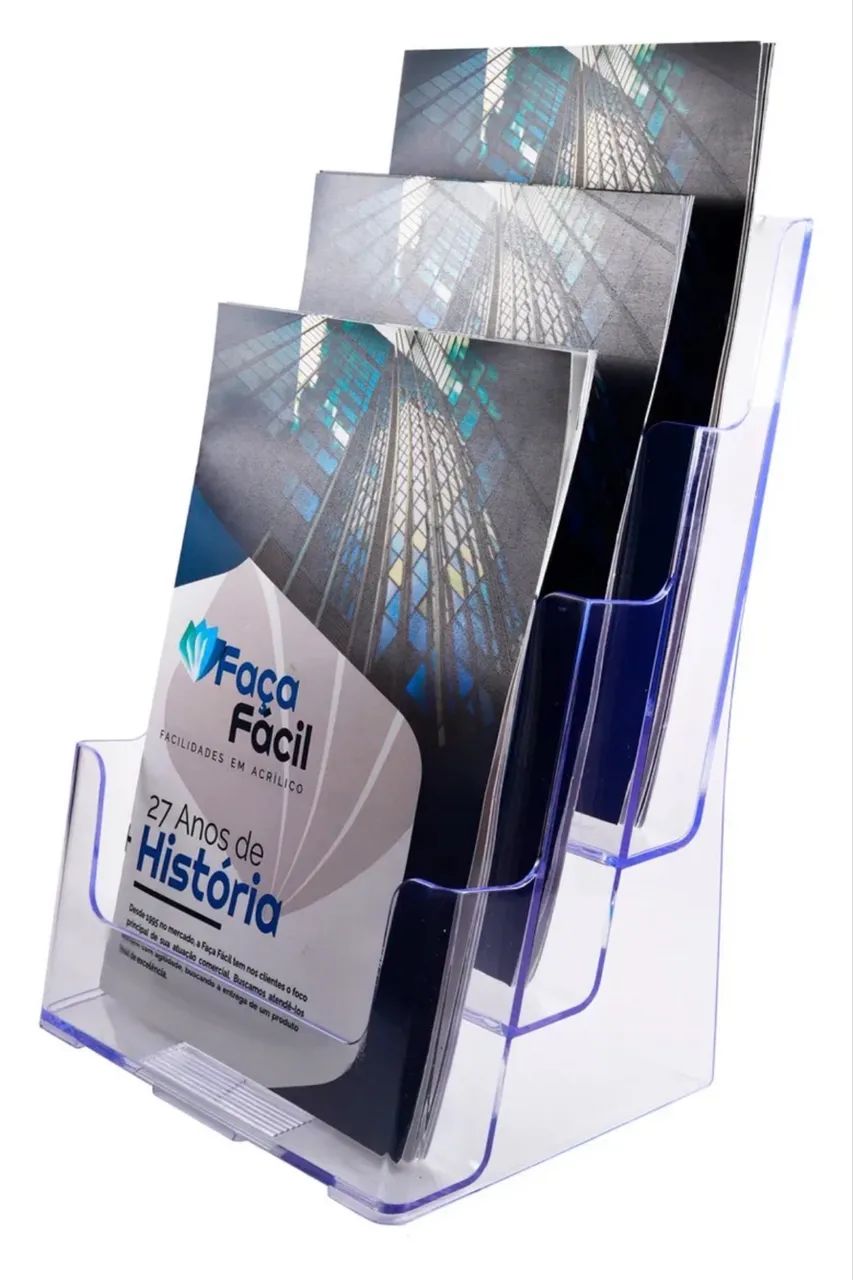Organizador Escritório Vertical Triplo Multiuso Em Acrílico Cristal - Foto 3
