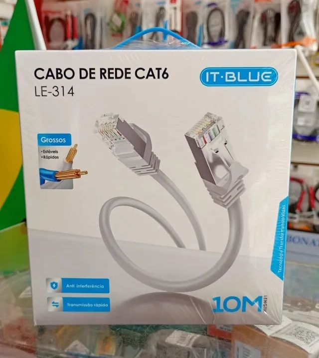 Cabo De Rede Internet CAT6 Blindado RJ45 10 Metros -  Novo