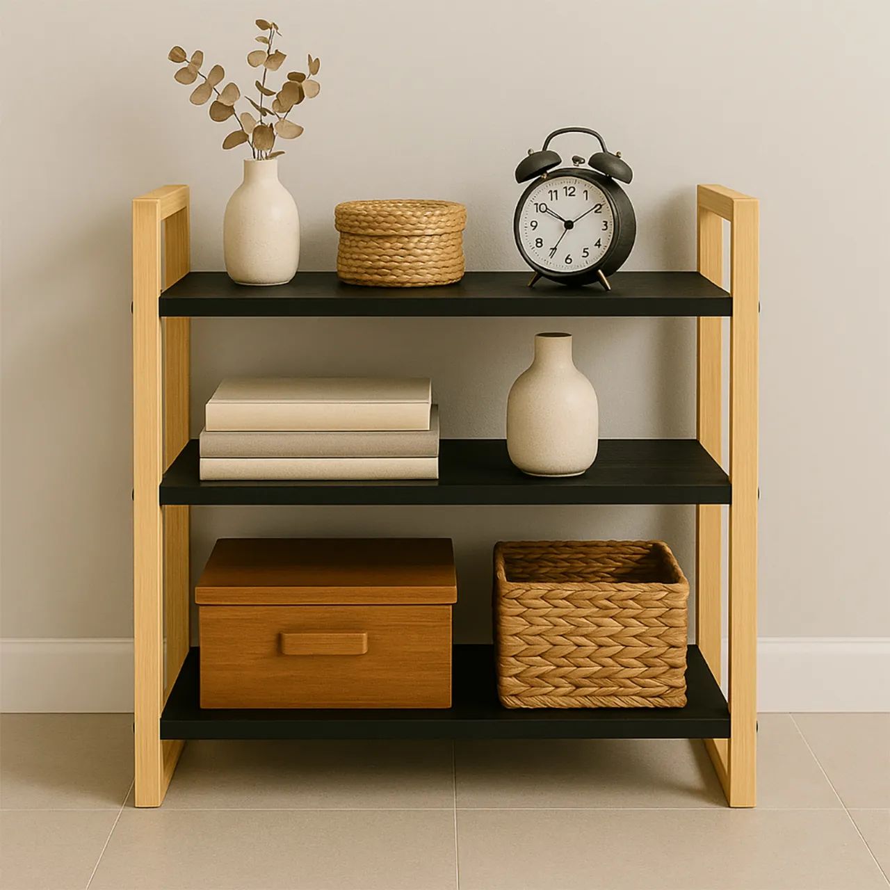 Premium Simple Small Shoe Rack. Black Object Organizer