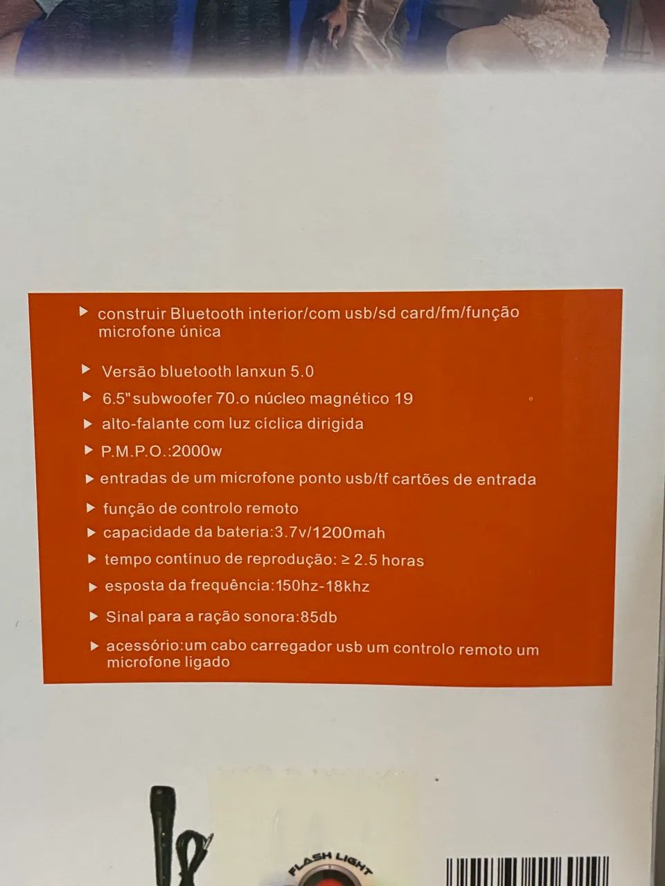 Caixa de Som Portátil com Microfone - Novo - Foto 5