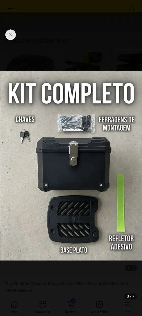 Baú para moto com suporte  - Foto 3
