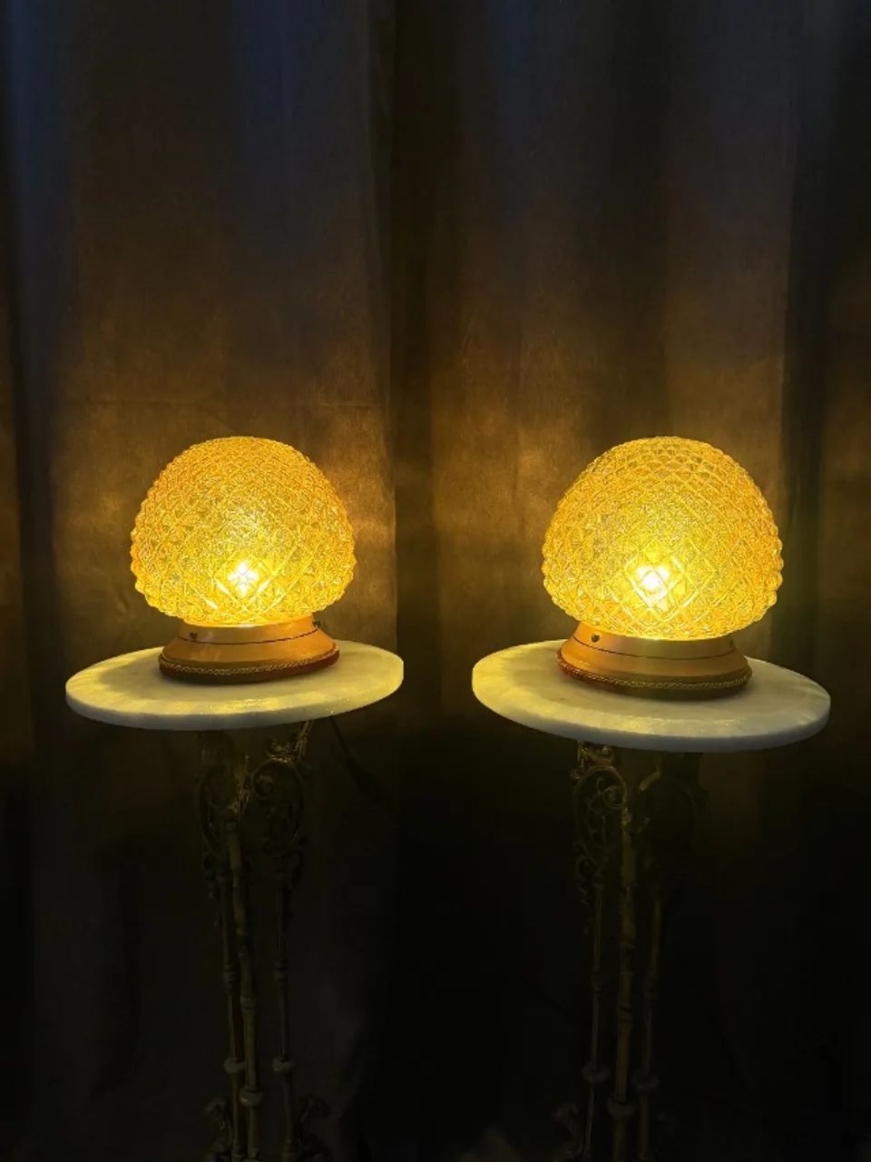 Par de Luminárias Vintage Cúpula Bico de Jaca Âmbar - Estilo Clássico - Foto 4