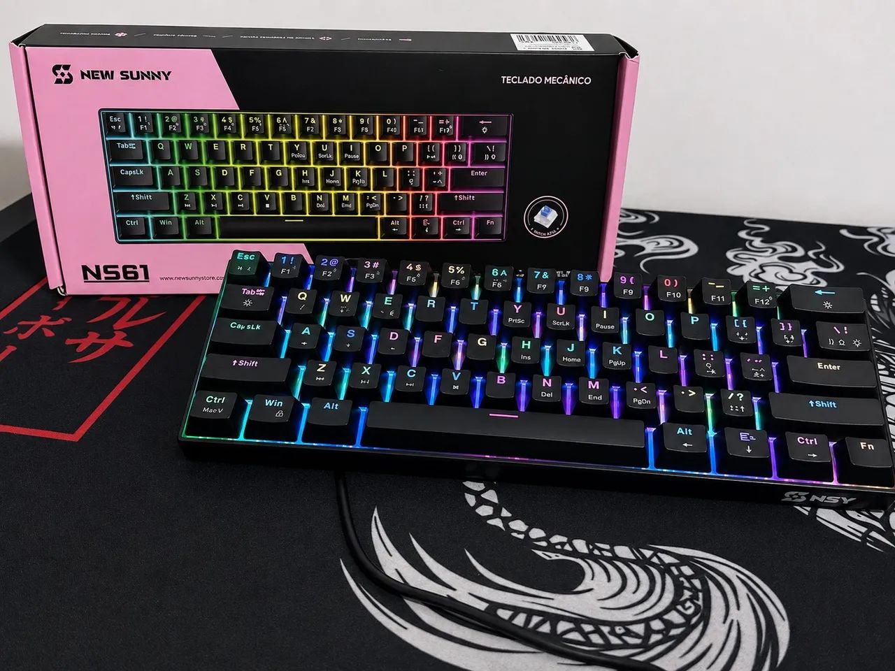 Teclado mecânico 60% NS61 (Com caixa)