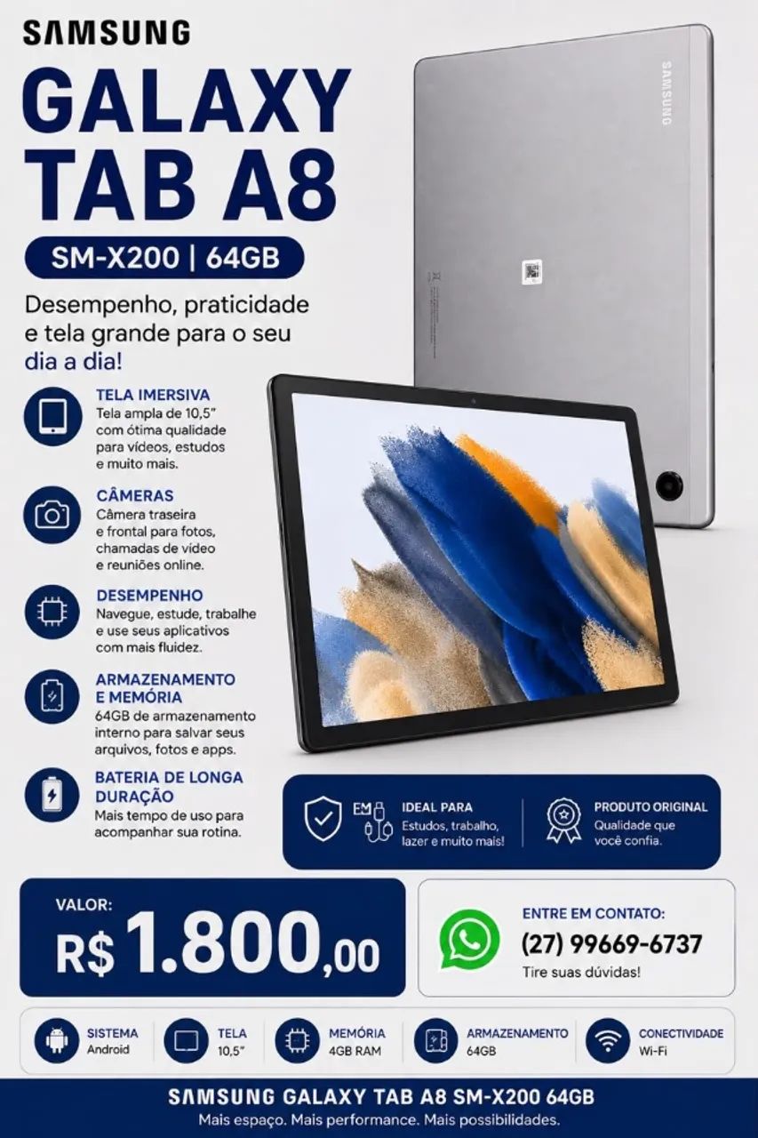 SAMSUNG GALAXY TAB A8 - SM-X200 | 64GB