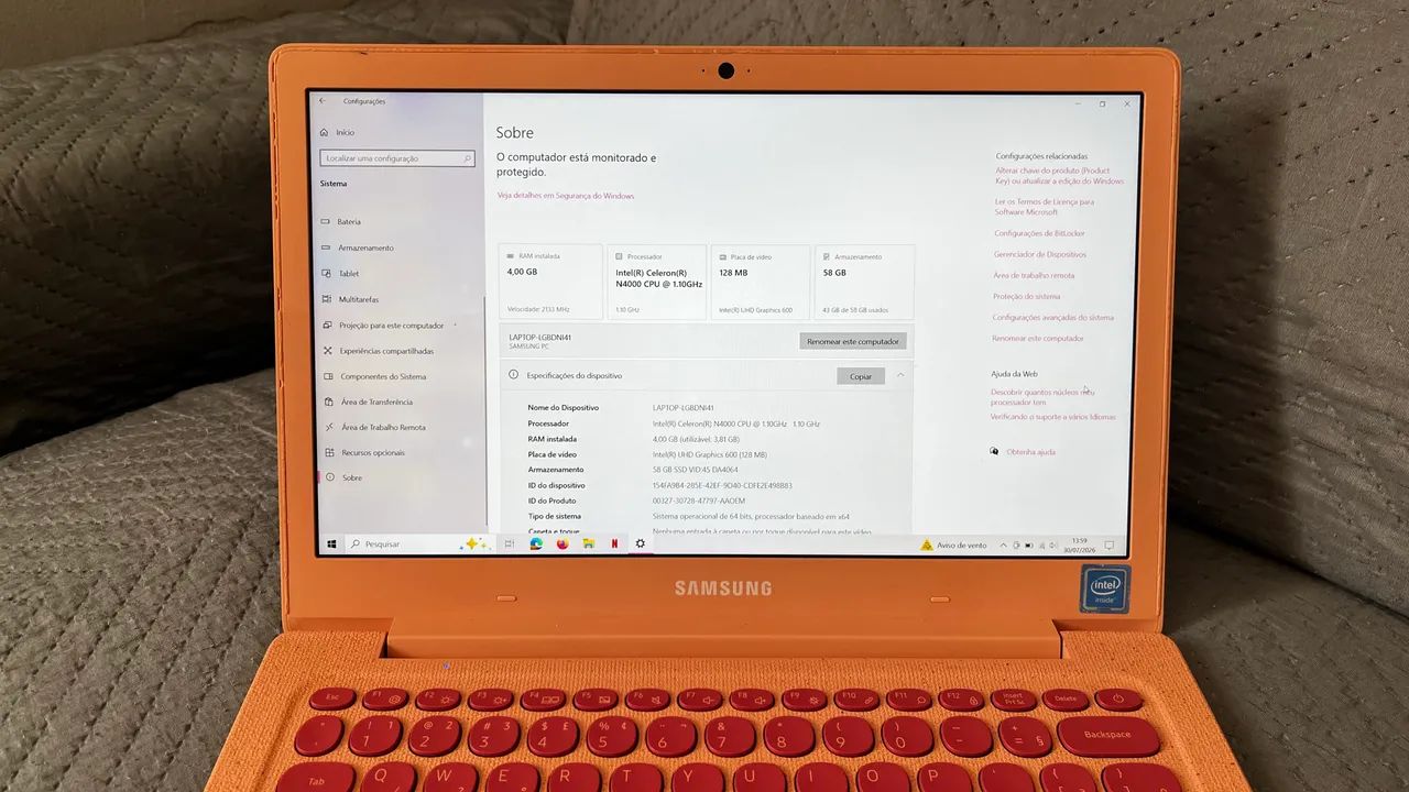 Notebook Samsung Flash F30 Rosa Intel Celeron 4gb Ssd 64gb  - Foto 2