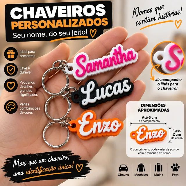 Chaveiro Personalizado com Seu nome - Foto 4