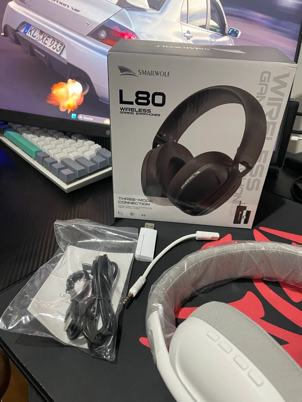 Headset Gamer Sem Fio SmallWolf L80 Branco - Foto 4