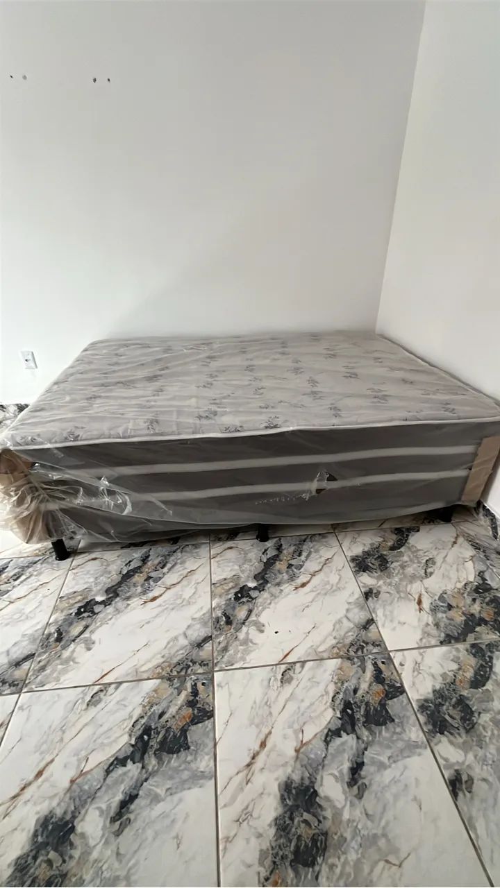 CAMA BOX PRESTIGIE DE CASAL (CINZA ) - COM MOLAS ENSACADAS
