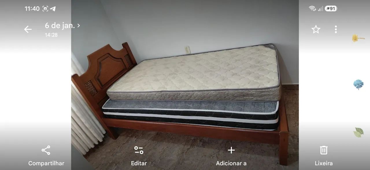 Cama Solteiro Madeira Maciça com Colchões  - Foto 4