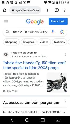 Moto cg titan 150 es 2008 7k leia <br>
