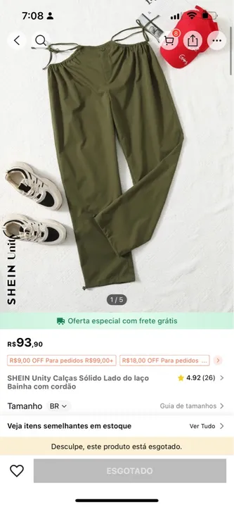 Calça verde militar SHEIN ajuste na cintura L(G) 