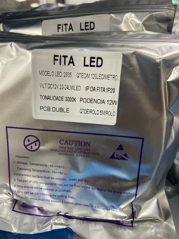 Fita 5m 120led P/metro 3000k perfil 