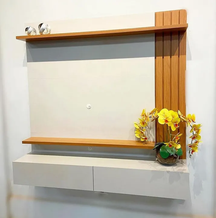 Painel para TV com 2 gavetas e prateleiras
