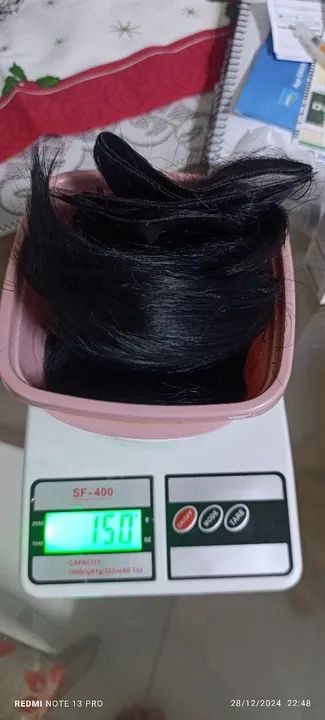 Cabelo humano virgem - Preto - 150g