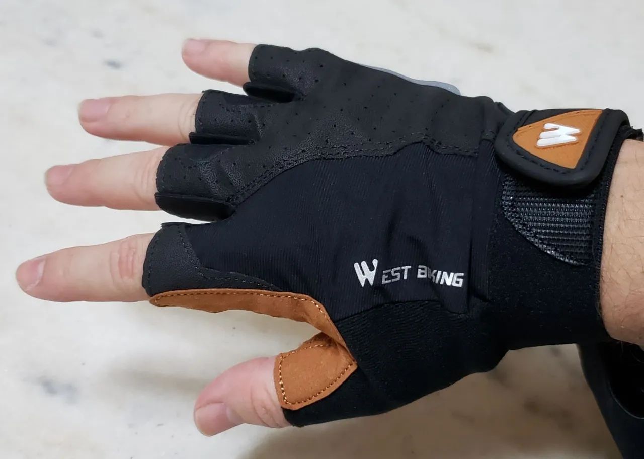 Luva de ciclismo preta e caramelo tamanho G