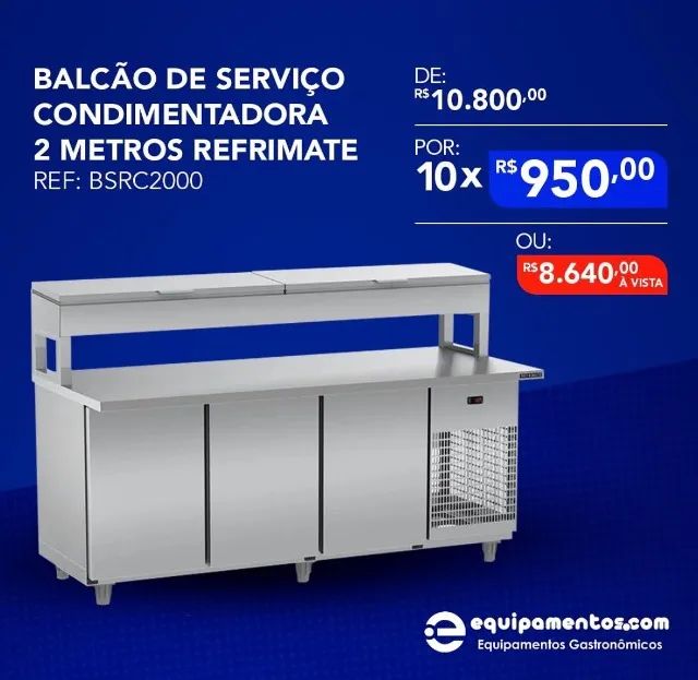 Balcão de serviço refrigerado condimentadora 2,00 metros Nova 