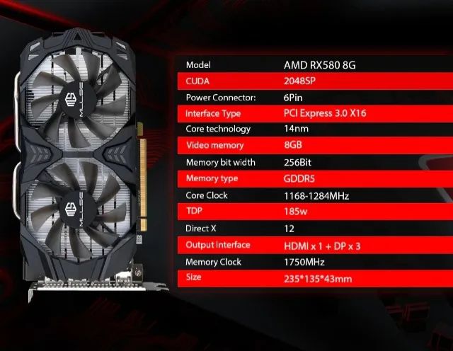 Placa de vídeo AMD Radeon RX580 2048SP 8G DDR5 256 bits - Foto 2