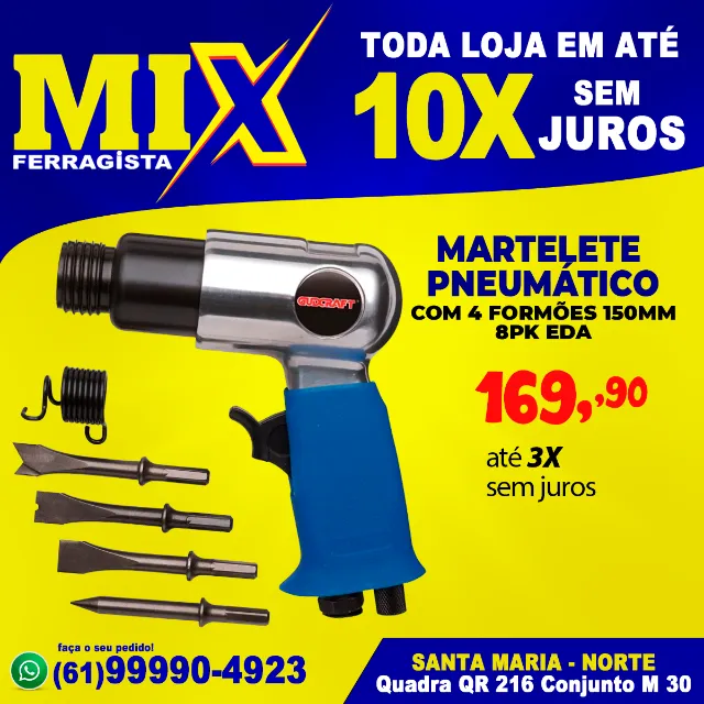 Martelete Pneumático Com 4 Formões 150mm 8PK EDA