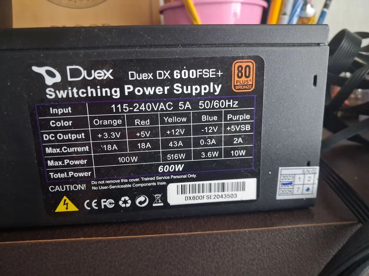 Fonte Duex DX-600FSE+ 600W 80 Plus Bronze