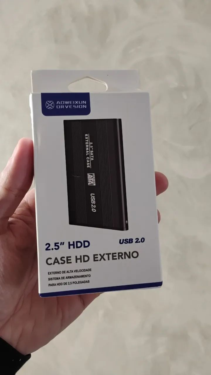 Case Externa SSD + Capa de Couro / HD SATA 2,5" Notebook USB 2.0 - Preto - Alumínio - Nova - Foto 2