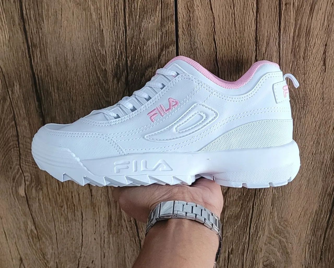 Fila Tenis Disruptor Fila Disruptor Branco Com Rosa Disruptor Rosa - Main Image