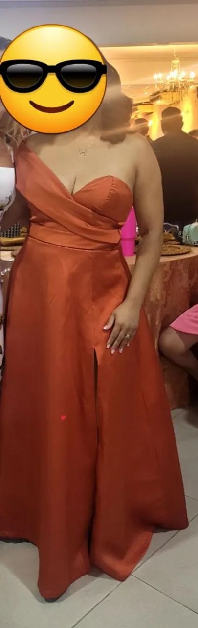 Vestido de festa terracota