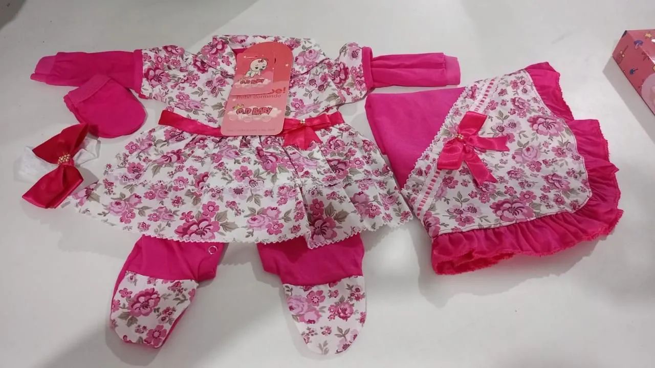 SAÍDA DE MATERNIDADE DE ALGODÃO COM 5 PEÇAS- PRODUTO NOVO  - Foto 5